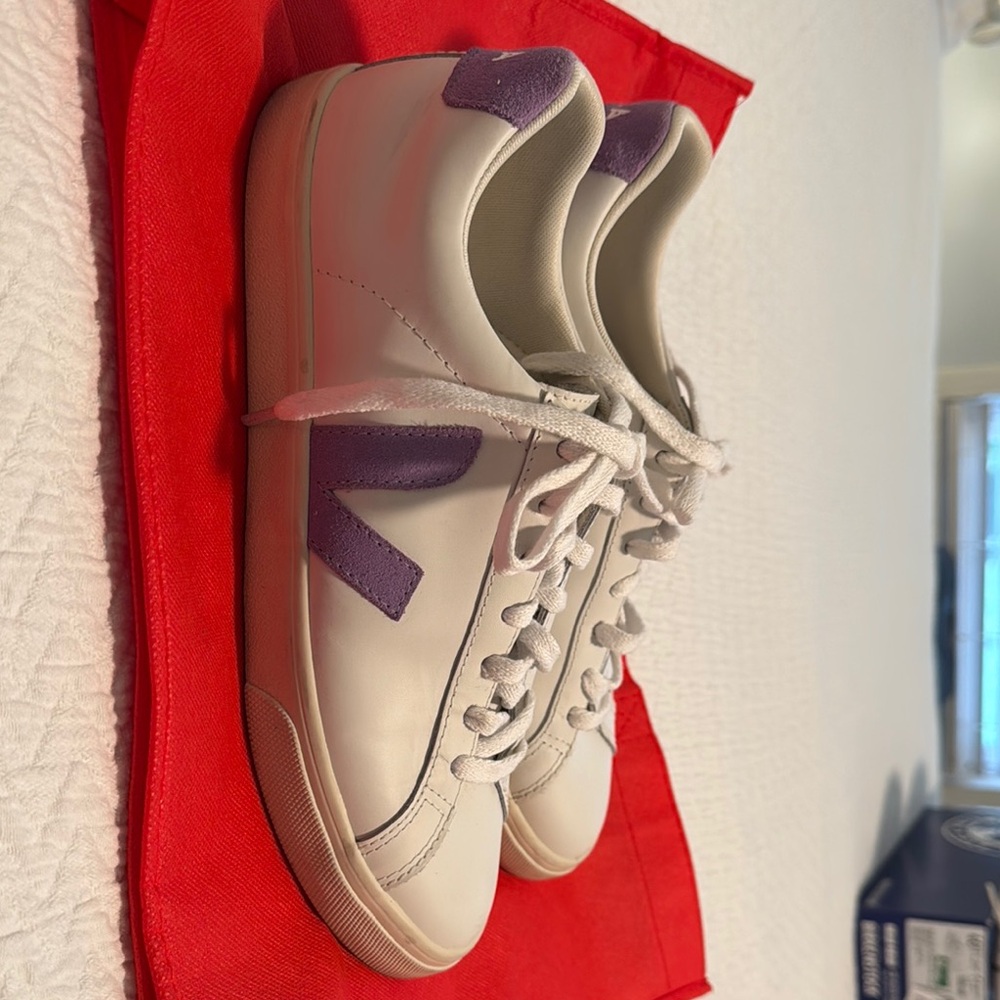VEJA White and Purple Sneakers